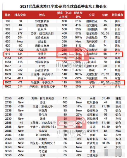 济宁首富居然是他!2021胡润全球富豪榜单发布